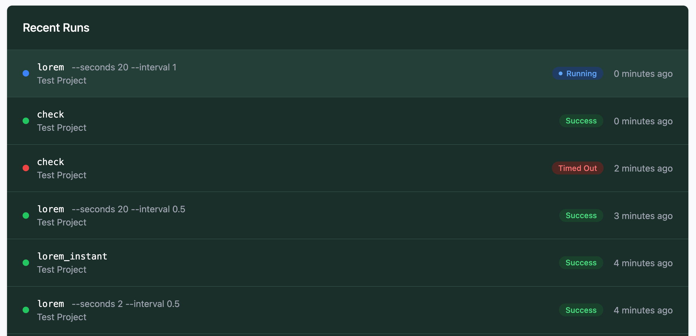 View recent command executions and their status